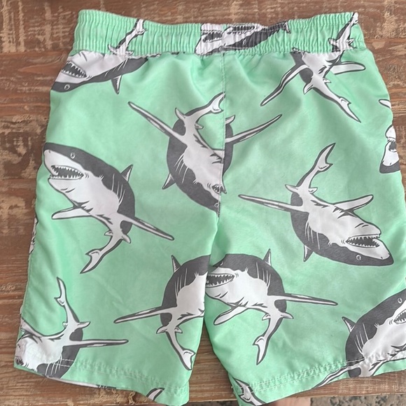 Carter's Kids Swim Shorts - Green Shark and Red Striped - Picture 6 of 7